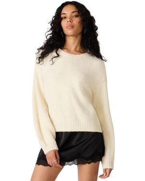 Steve Madden Carmen Crewneck Fuzzy-knit Sweater - White