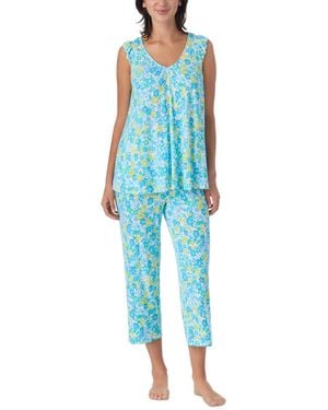 Ellen Tracy Short-sleeve Top & Cropped Pants Jersey - Blue