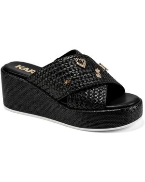 KARL LAGERFELD Caleigh Atelier Slip-on X Band Wedge Sandals - Black
