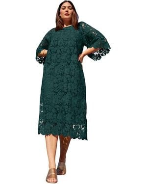 June + Vie June + Vie June + Vie Bell-sleeve Lace Midi Dress - Pink