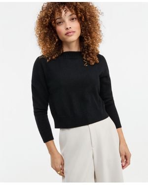Charter Club Petite Cashmere Boat-neck Long-sleeve Sweater - Black