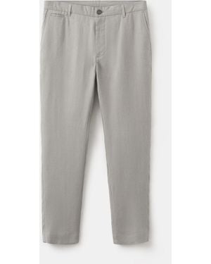 Mango Slim-fit Linen Pants - Gray