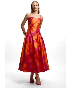 Karen Millen Abstract Strappy Maxi Dress - Red