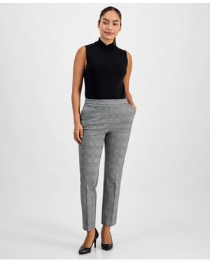 Anne Klein Essentials Plaid Jacquard Cropped Straight-leg Pants - Multicolor