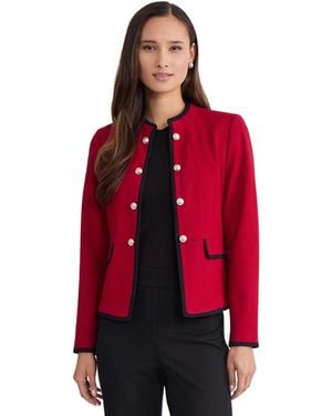 Jones New York Modern Compression Military Open-front Double-breasted Jacket - Red
