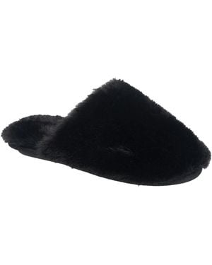 Nine West Faux Fur Closed Scuff Slipper - Black