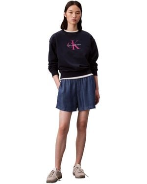 Calvin Klein Chambray Pull-on Shorts - Blue