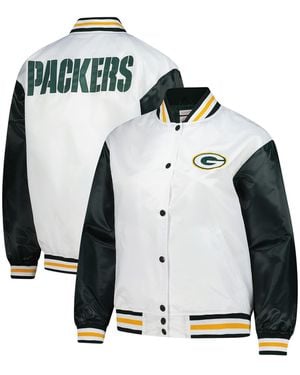 Mitchell & Ness Green Bay Packers Plus Size Full-snap Satin Jacket - Black