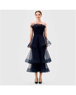 Bariano Mae Tiered Ruffle Midi - Blue
