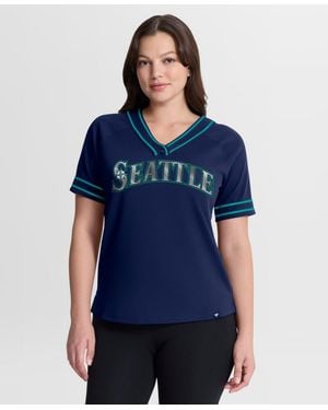 Fanatics Navy Seattle Mariners Diva Race Ahead Raglan V-neck T-shirt - Blue