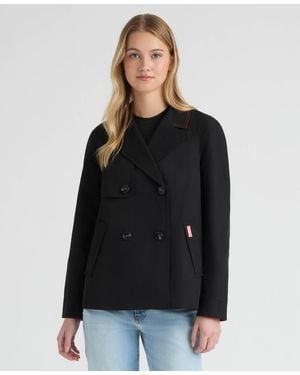 HUNTER Double Breasted Short Trench Jacket - Black