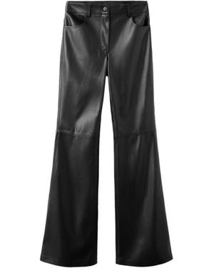 Mango High-rise Flared Faux Leather Pants - Black