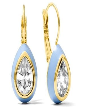 ALV Jewels Enamel Cz Pear Drop Earrings - White
