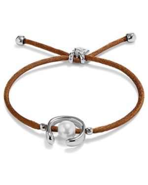 Uno De 50 Brown Silk-style Thread Bracelet - White