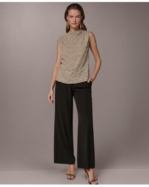 Donna Karan Mock Neck Blouse - Brown