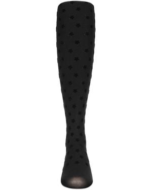 Memoi Girls Flocked Star Opaque Nylon Tights - Black