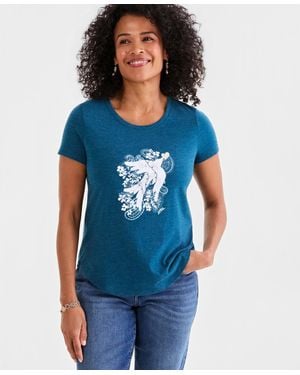 Style & Co. Printed Short-sleeve Crewneck T-shirt - Blue