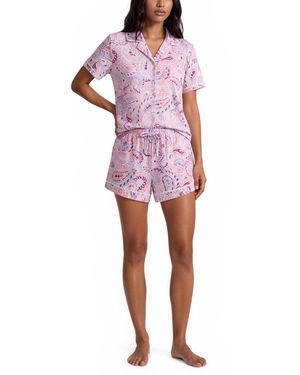 Vera Bradley Mix Match Notch Neck Top And Mid-rise Shorts - Red