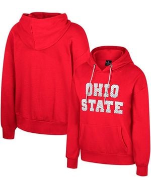 Colosseum Athletics Ohio State Buckeyes Reflection Rhinestone Drawcord Pullover Hoodie - Red