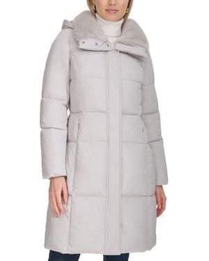 Cole Haan Shine Faux-fur-collar Hooded Puffer Coat - Gray