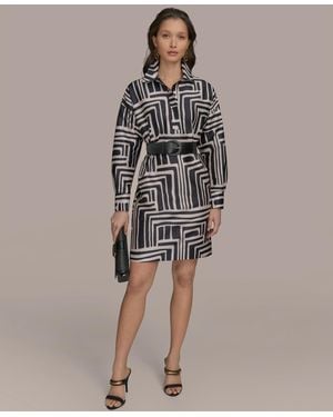 Donna Karan Belted Short Dress - Brown