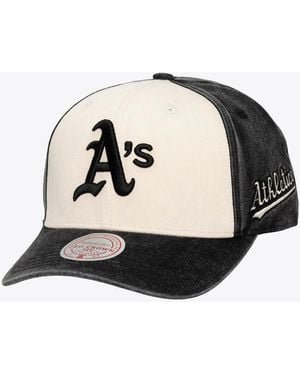Mitchell & Ness And Cream/black Athletics Snow Block Pro Crown Snapback Hat