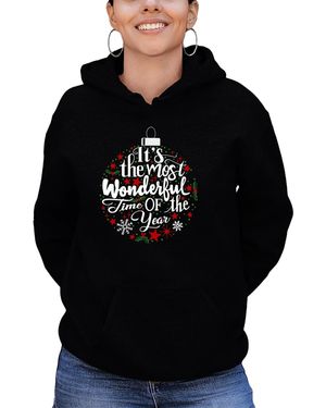 LA Pop Art Christmas Ornament Word Art Hooded Sweatshirt - Black