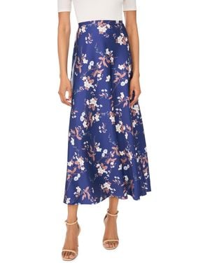 1.STATE Floral High-waisted A-line Bias Cut Maxi Skirt - Blue
