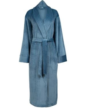Pure Fiber Velvety Soft Velour Bathrobe - Blue