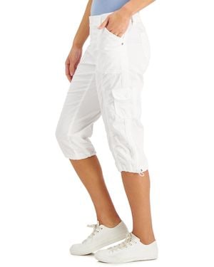 Style & Co. Petite Mid-rise Cargo Capri Pants - White