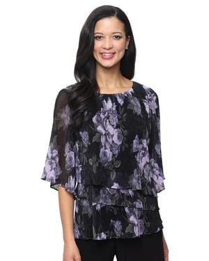 Alex Evenings Printed Top - Black