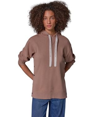 Donna Karan Weekend French-terry Long-sleeve Side-snap Hoodie - Brown