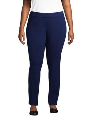 Lands' End Plus Size Starfish Mid Rise Slim Leg Pants - Blue