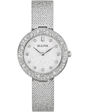 Bulova Crystal Stainless Steel Mesh Bracelet Watch 32mm - Gray