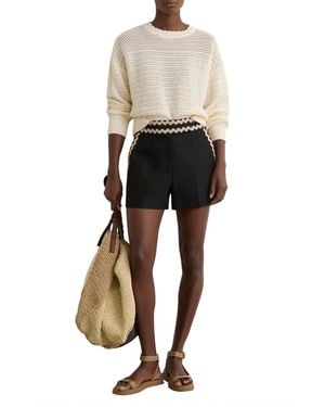 Reiss Linen Wave-trim Shorts - Black
