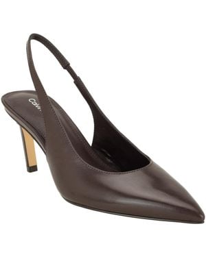 Calvin Klein Biancya Leather Pointed Toe Slingback Pumps - Brown