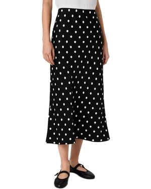 French Connection Ennis Satin Polka Dot Pull-on Midi Skirt - Black