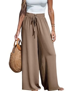 CUPSHE Summer Lovin Drawstring Wide-leg Pants - Brown