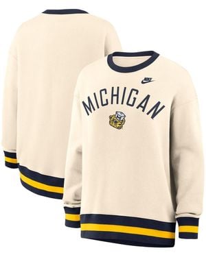 Nike Michigan Wolverines Oversized Legacy Pullover Sweatshirt Crew - Natural