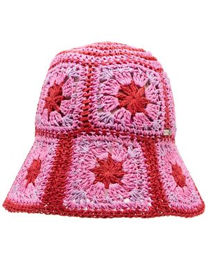 Steve Madden Bright Nomad Straw Bucket Hat - Red