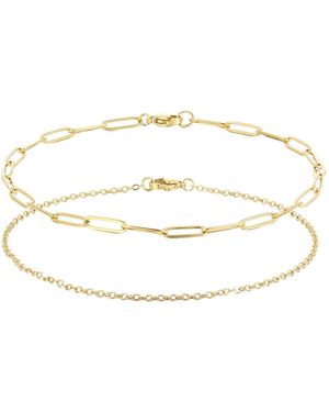 Adornia Tarnish Resistant Set Of 2 Chain Anklets - White
