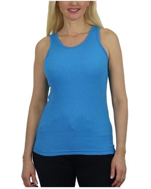 Galaxy By Harvic Loose Fit Ribbed Tank Top - Blue