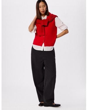 Whistles V-neck Button Front Knit Tank - Red