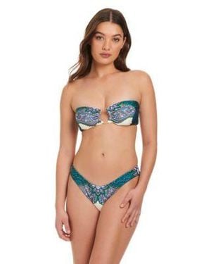 Red Carter Solar Power U Ring Bandeau Scoop Bottoms - Multicolor