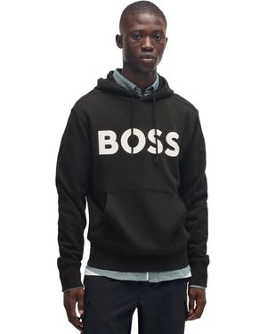 BOSS Boss By Cotton Terry Relaxed-fit Hoodie - Black