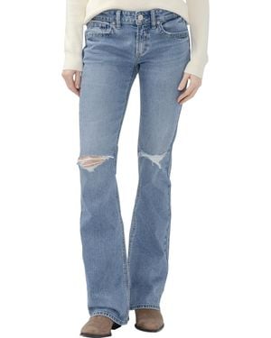 Silver Jeans Co. Suki Low-rise Distressed-knees Bootcut Jeans - Blue