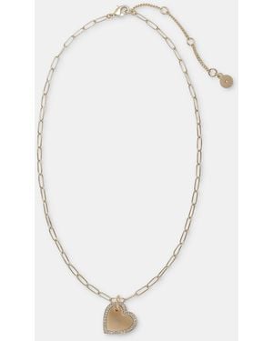 DKNY Pave Heart Pendant Necklace - White