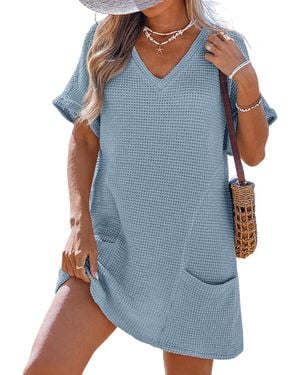 CUPSHE Sunny Days Only Green Cover-up Mini Beach Dress - Blue