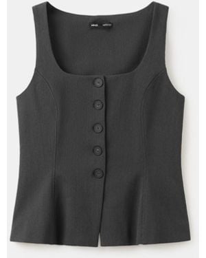Mango Peplum Buttoned Vest - Black