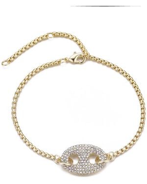 Adornia Plated Crystal Mariner Link Bracelet - Metallic